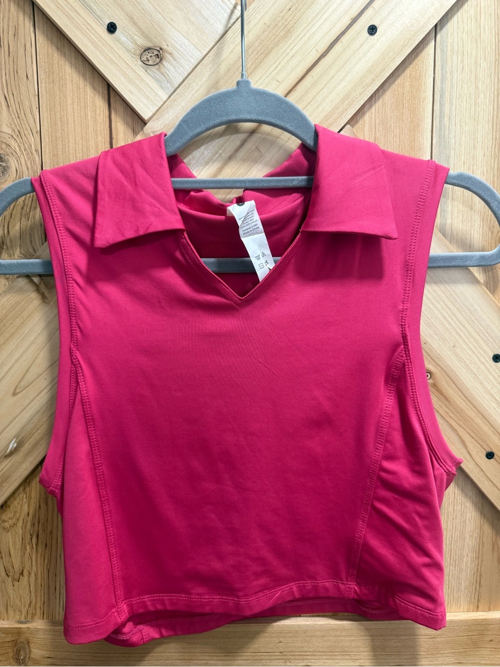 Sleeveless Collared Crop Top - Pink